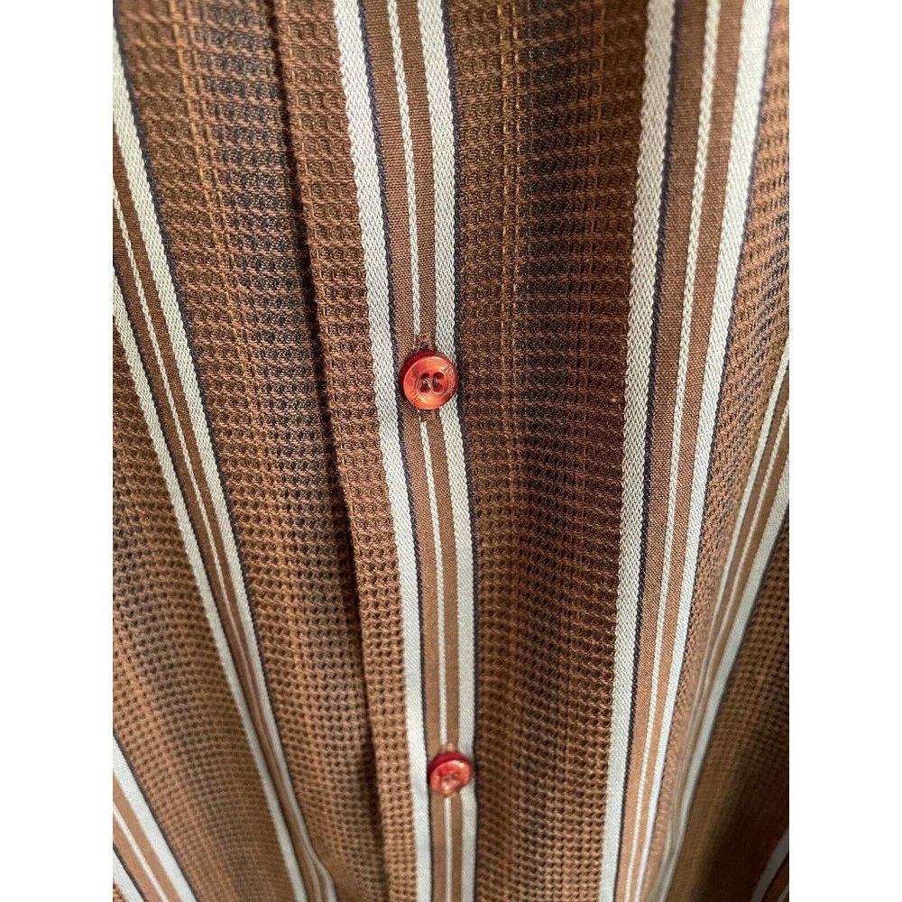 Roar Shirt Mens Xl Brown Button Up Long Sleeve Striped Club Y2K - Picture 3 of 10